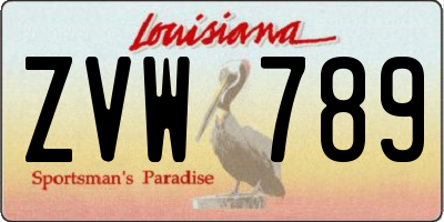 LA license plate ZVW789