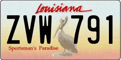 LA license plate ZVW791