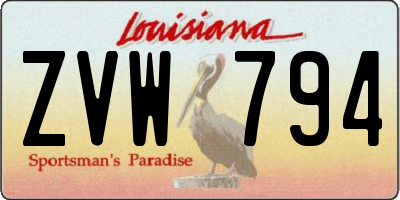 LA license plate ZVW794