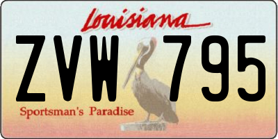 LA license plate ZVW795