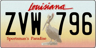 LA license plate ZVW796