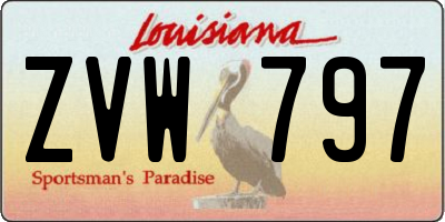 LA license plate ZVW797