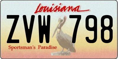 LA license plate ZVW798