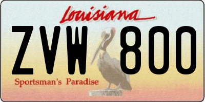 LA license plate ZVW800