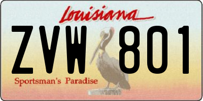 LA license plate ZVW801