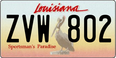 LA license plate ZVW802