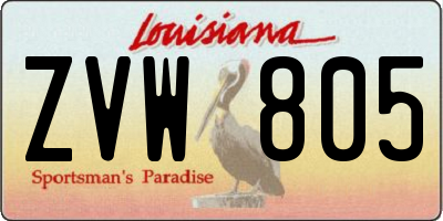 LA license plate ZVW805