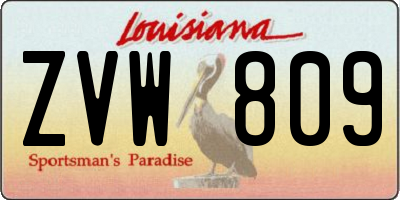 LA license plate ZVW809