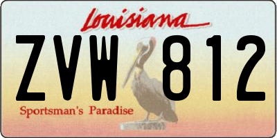 LA license plate ZVW812