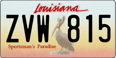 LA license plate ZVW815