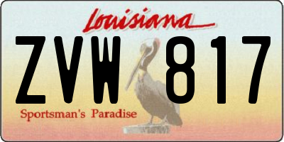 LA license plate ZVW817