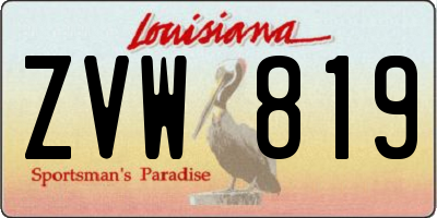 LA license plate ZVW819