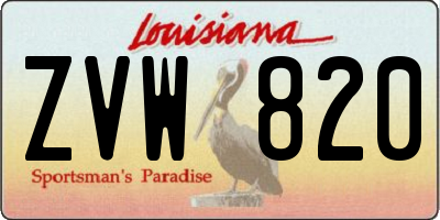 LA license plate ZVW820