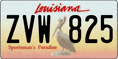 LA license plate ZVW825