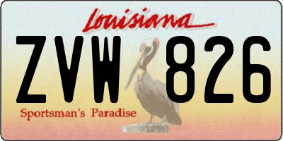 LA license plate ZVW826