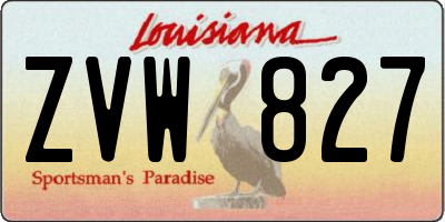 LA license plate ZVW827