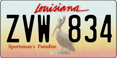 LA license plate ZVW834