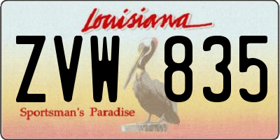 LA license plate ZVW835