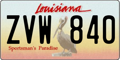 LA license plate ZVW840