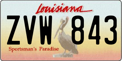 LA license plate ZVW843