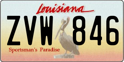 LA license plate ZVW846