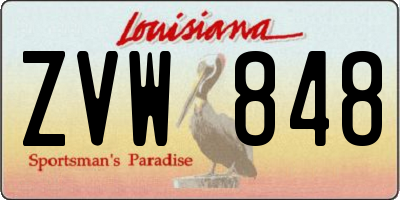 LA license plate ZVW848