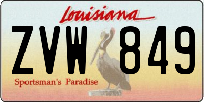 LA license plate ZVW849