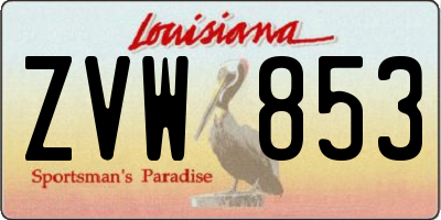 LA license plate ZVW853