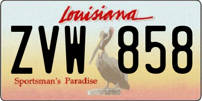 LA license plate ZVW858