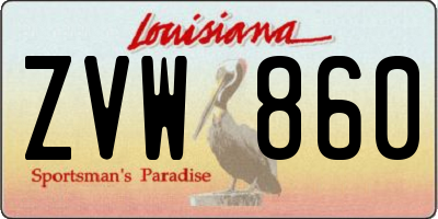 LA license plate ZVW860