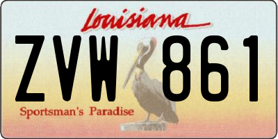 LA license plate ZVW861
