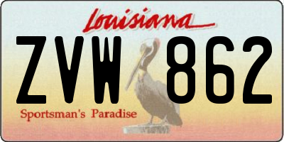 LA license plate ZVW862