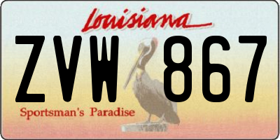 LA license plate ZVW867