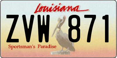 LA license plate ZVW871