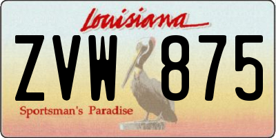 LA license plate ZVW875