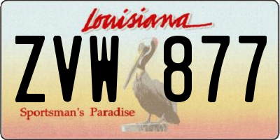 LA license plate ZVW877