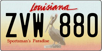 LA license plate ZVW880