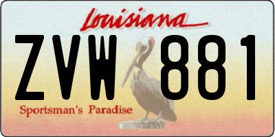 LA license plate ZVW881