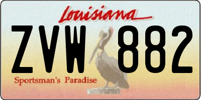 LA license plate ZVW882