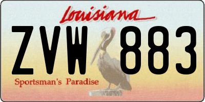 LA license plate ZVW883