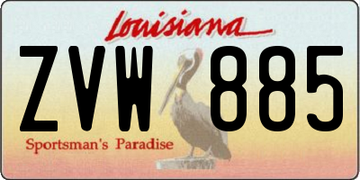 LA license plate ZVW885