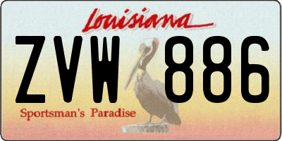 LA license plate ZVW886