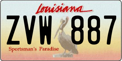 LA license plate ZVW887