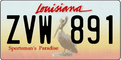 LA license plate ZVW891