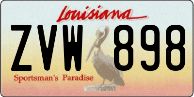 LA license plate ZVW898