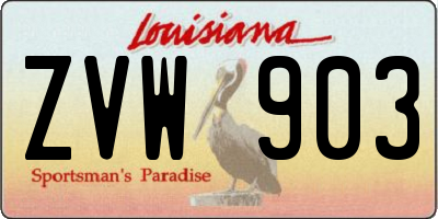 LA license plate ZVW903