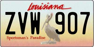 LA license plate ZVW907