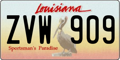 LA license plate ZVW909