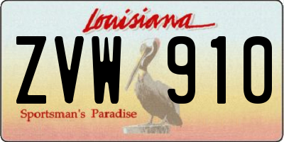 LA license plate ZVW910