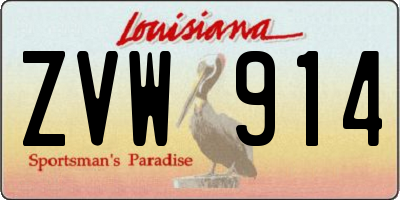 LA license plate ZVW914